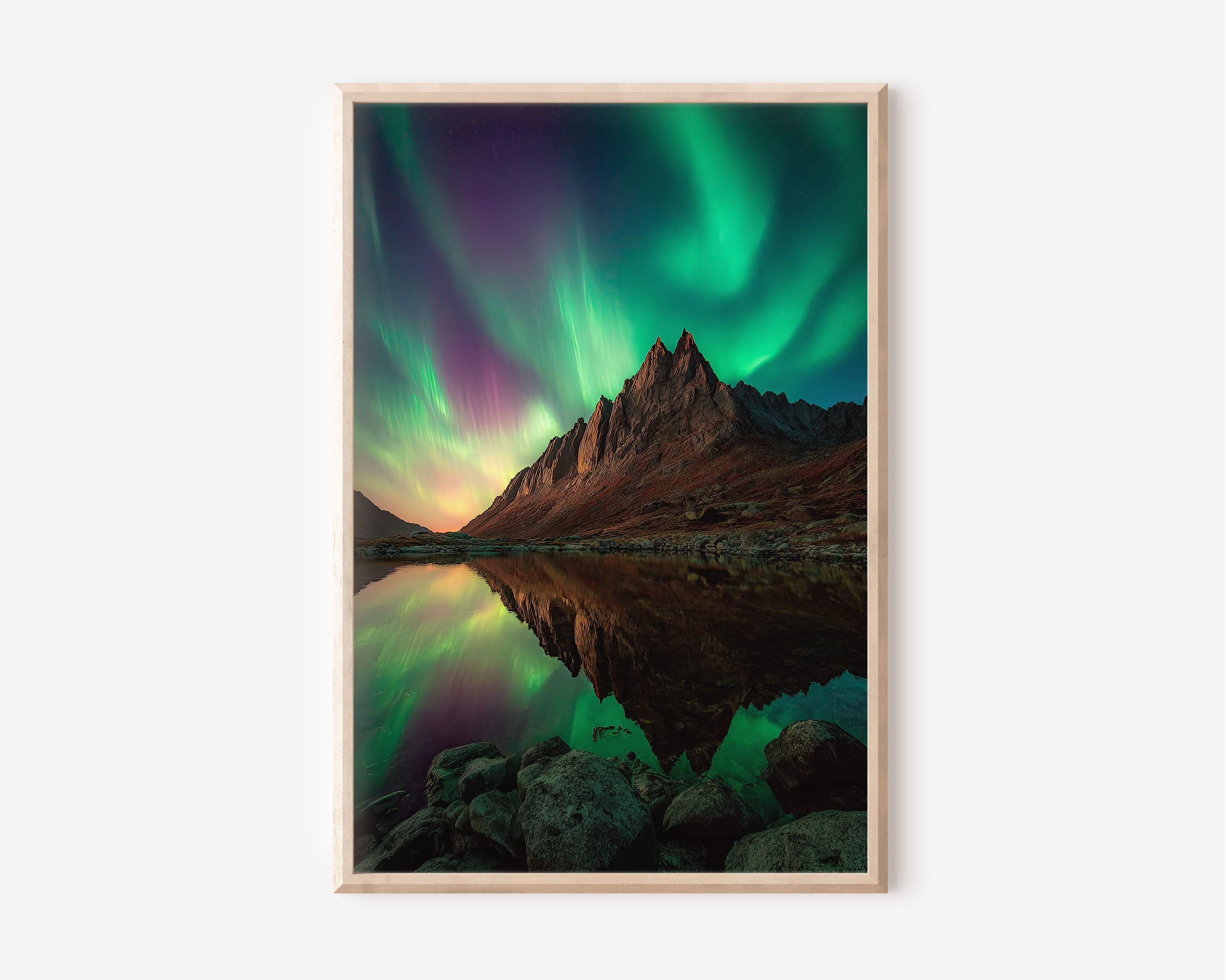 Northern Lights Print | Aurora Borealis Over Yukon Mountains | Canada Night Sky Wall Art | Landscape Photography Poster