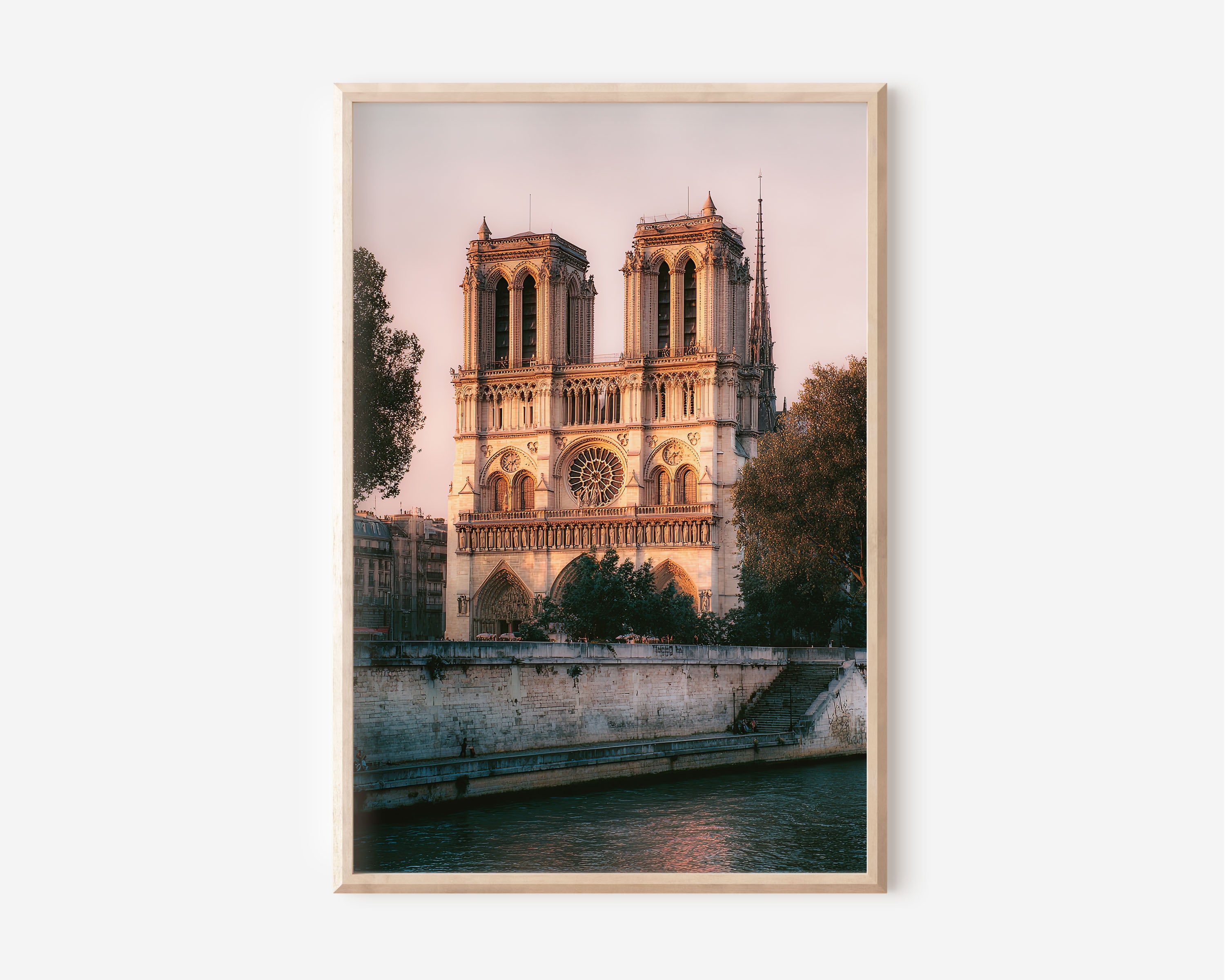 Notre-Dame de Paris Wall Art Print | Seine River Cathedral Sunset Photography | Paris France Travel Poster | Romantic French Home Decor