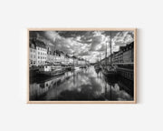 Nyhavn Copenhagen Black & White Wall Art Print