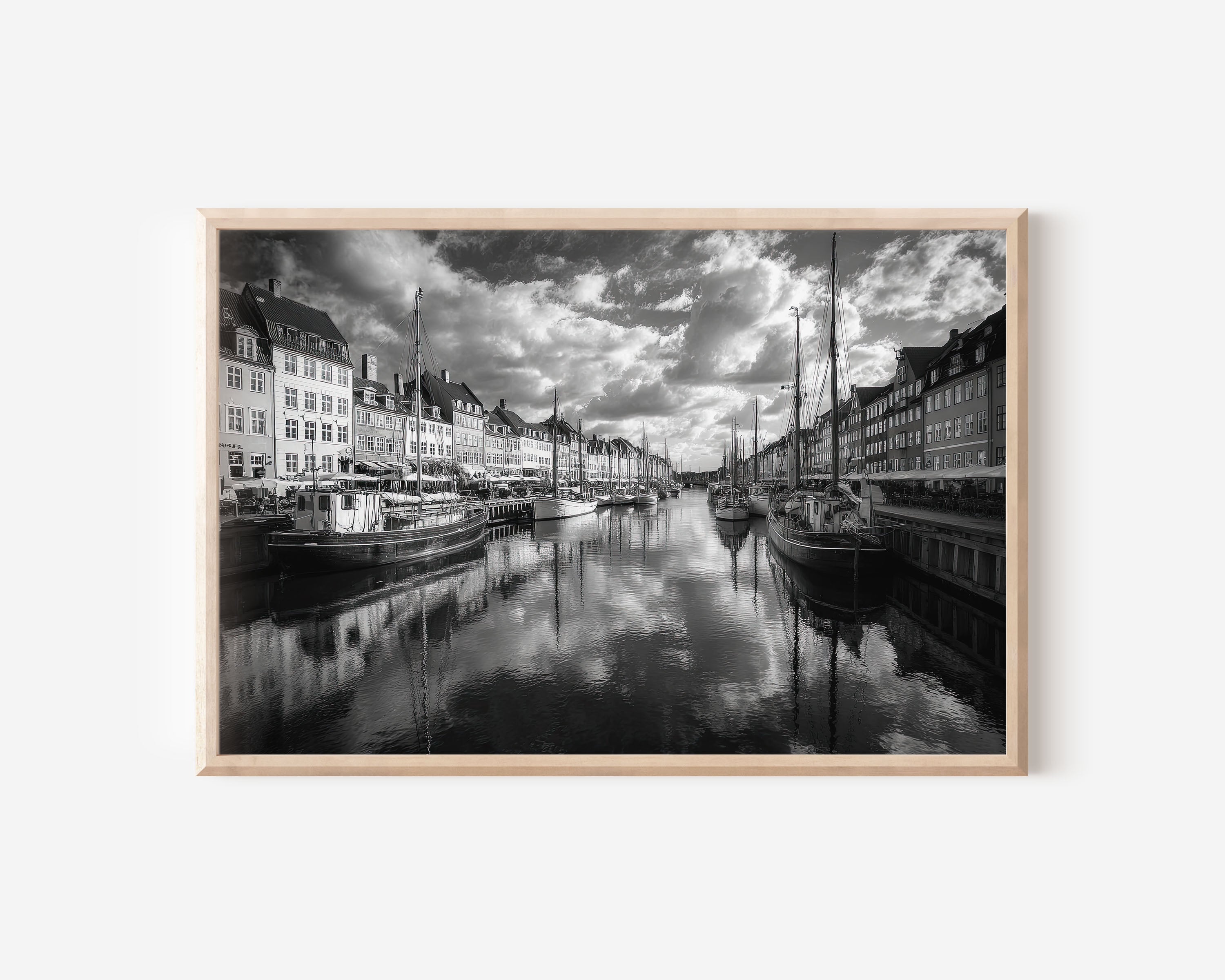 Nyhavn Copenhagen Black & White Wall Art Print