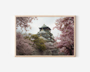 Osaka Castle Sakura Wall Art Print, Japan Cherry Blossom Castle