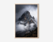 Pale di San Martino Dolomites Storm Print | Italian Alps Moody Mountain Wall Art | Dolomites Dramatic Cloud Peak Landscape Photography Poster