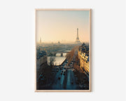 Paris Aerial Cityscape Wall Art Print | Eiffel Tower Seine River Haussmann Boulevard Sunrise Photography | France Travel Poster | Parisian Home Decor