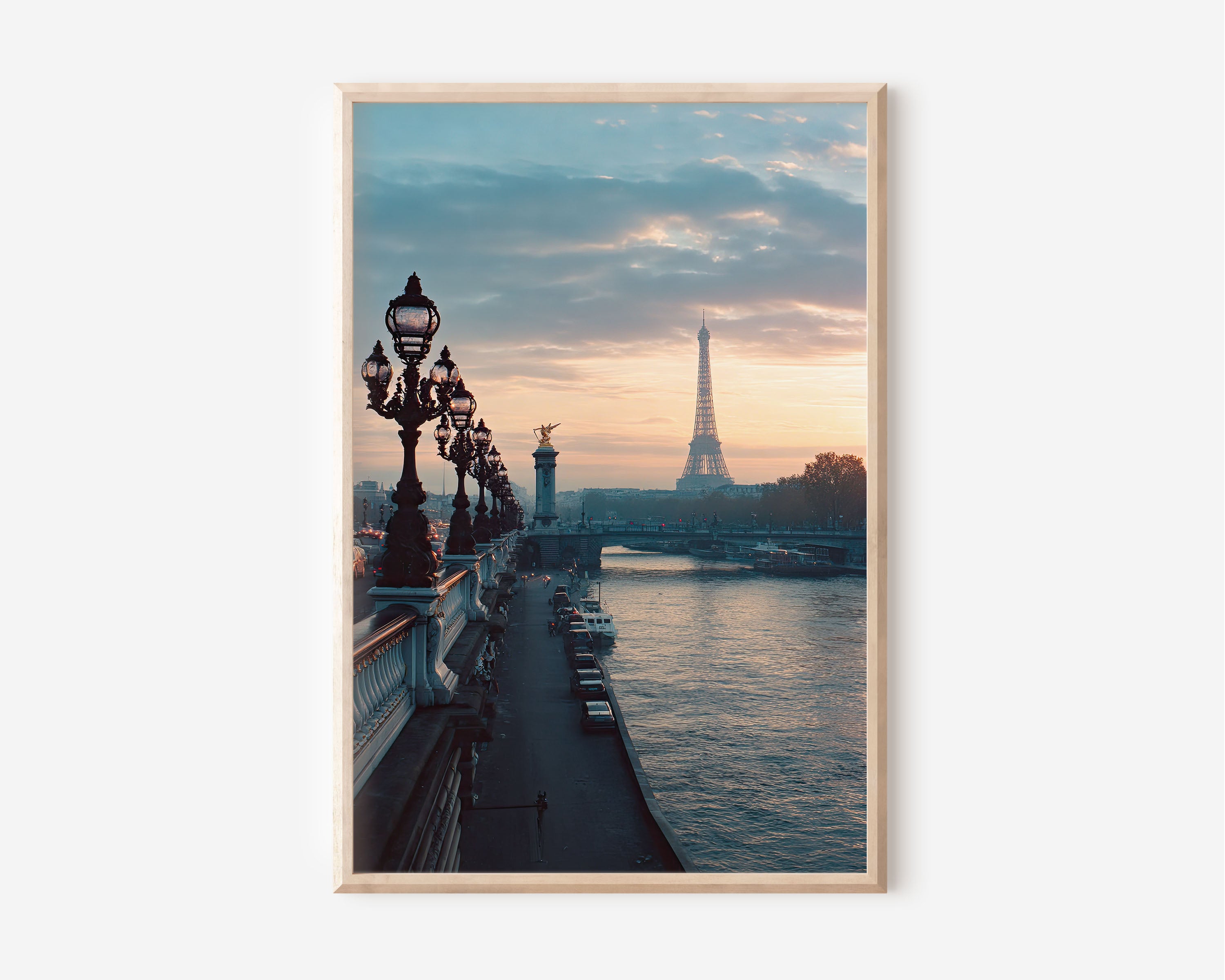Pont Alexandre III Paris Wall Art Print | Eiffel Tower Seine River Sunset Photography | French Bridge Travel Poster | Romantic Parisian Home Decor