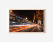 Paris Eiffel Tower Street Night Wall Art Print, France