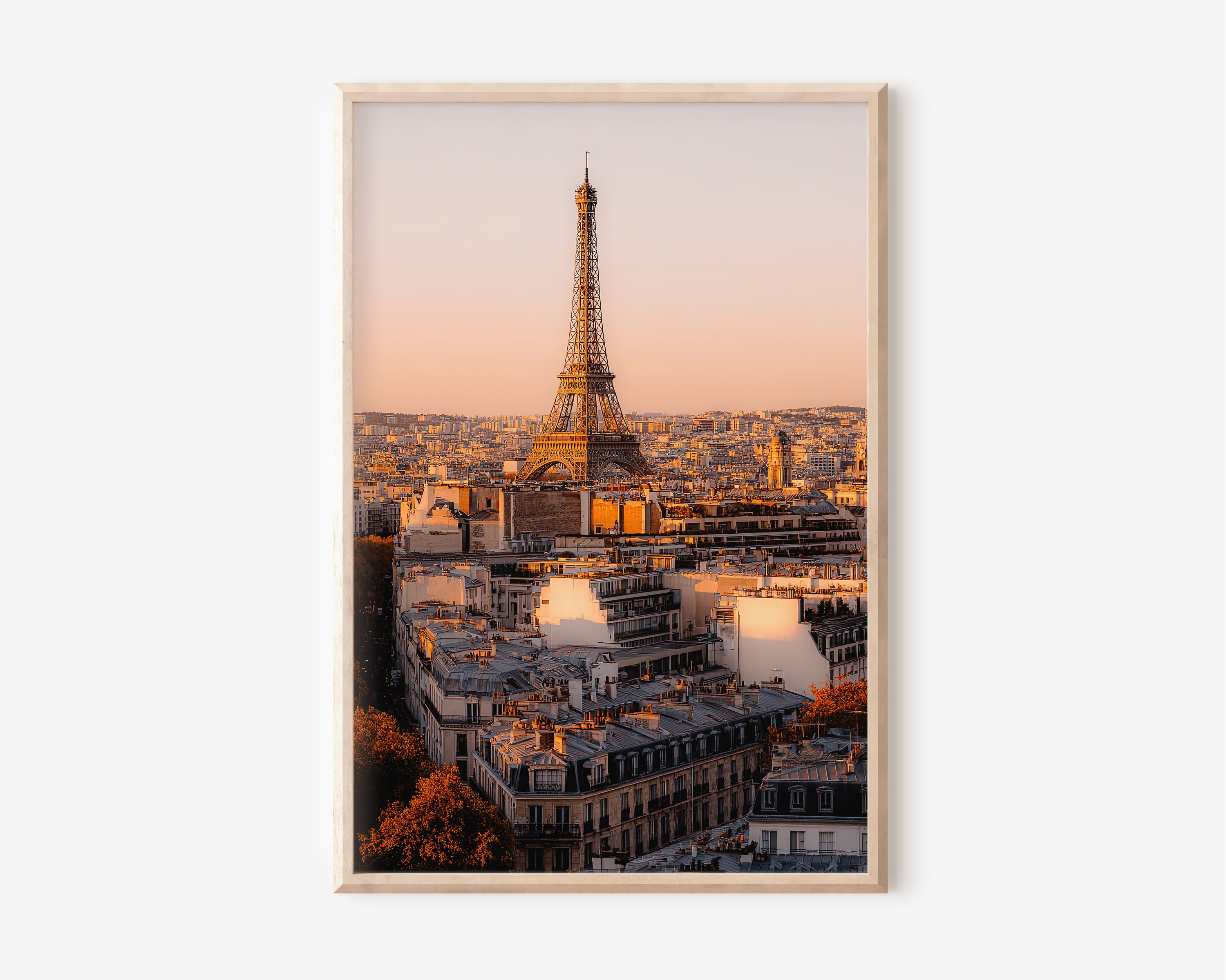 Eiffel Tower at Sunset | Paris Rooftops France Wall Art Print