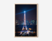 Paris Eiffel Tower Sparkling Night Wall Art | La Défense Aerial France Print | City Lights Photography Poster