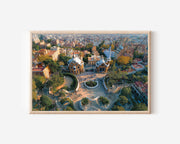 Park Güell Barcelona Wall Art – Gaudí Architecture Aerial City Landscape Print