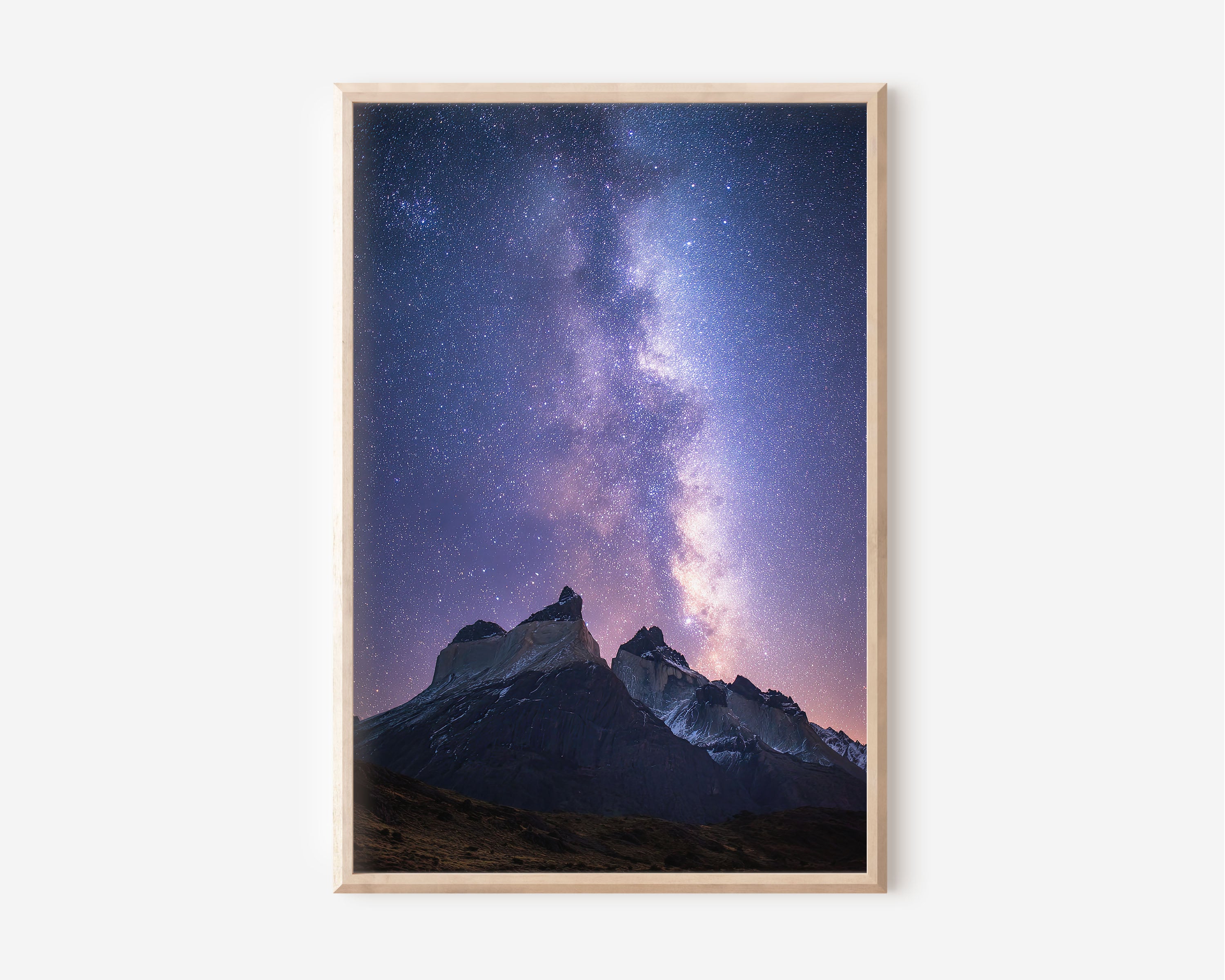Patagonia Milky Way Mountain Wall Art Print | Night Sky Canvas Decor