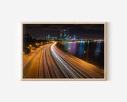 Perth Narrows Bridge Night Wall Art Print, Australia Skyline