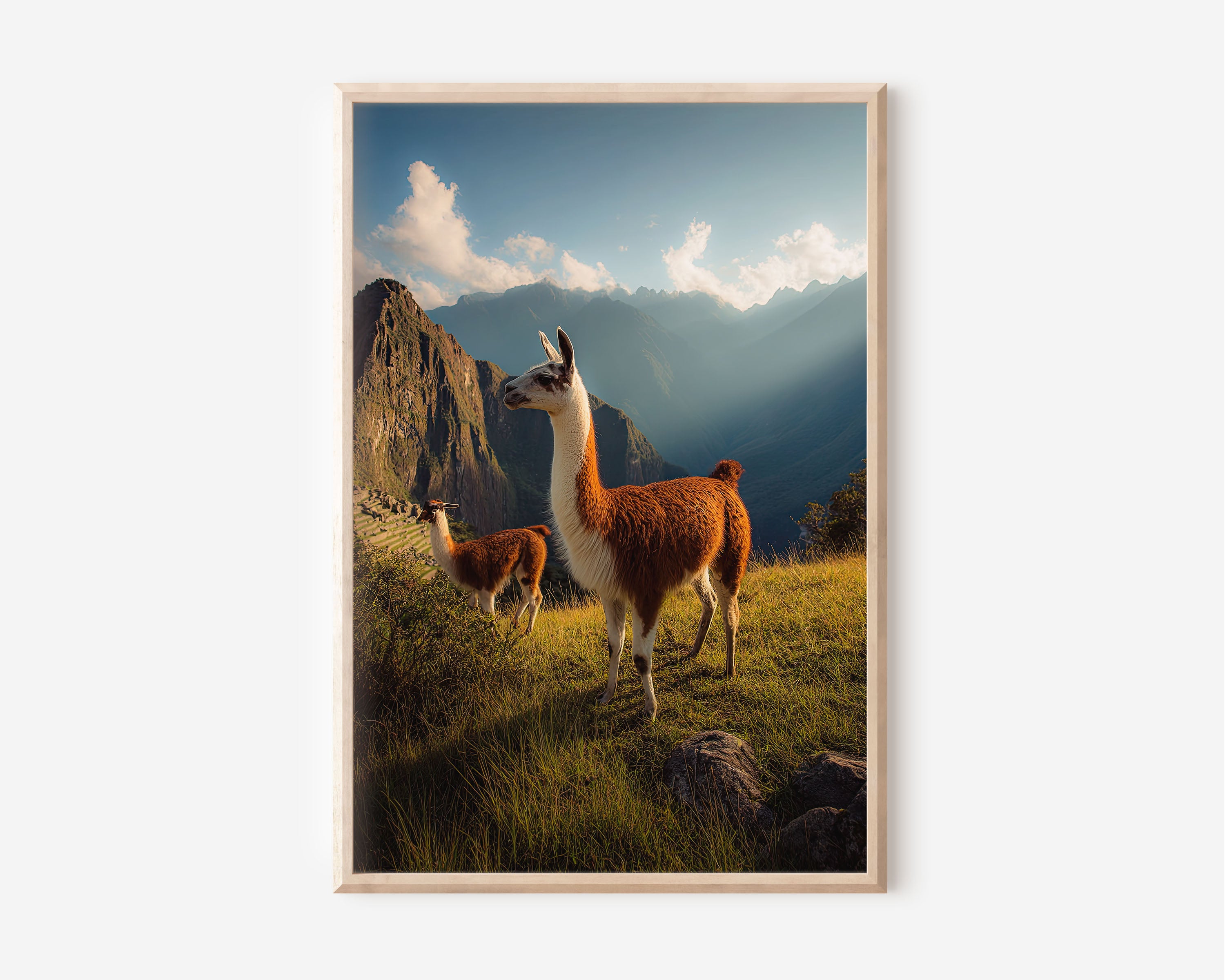 Peru Llama Wall Art Print – Andes Mountain Landscape Canvas & Framed Scenic Travel Decor