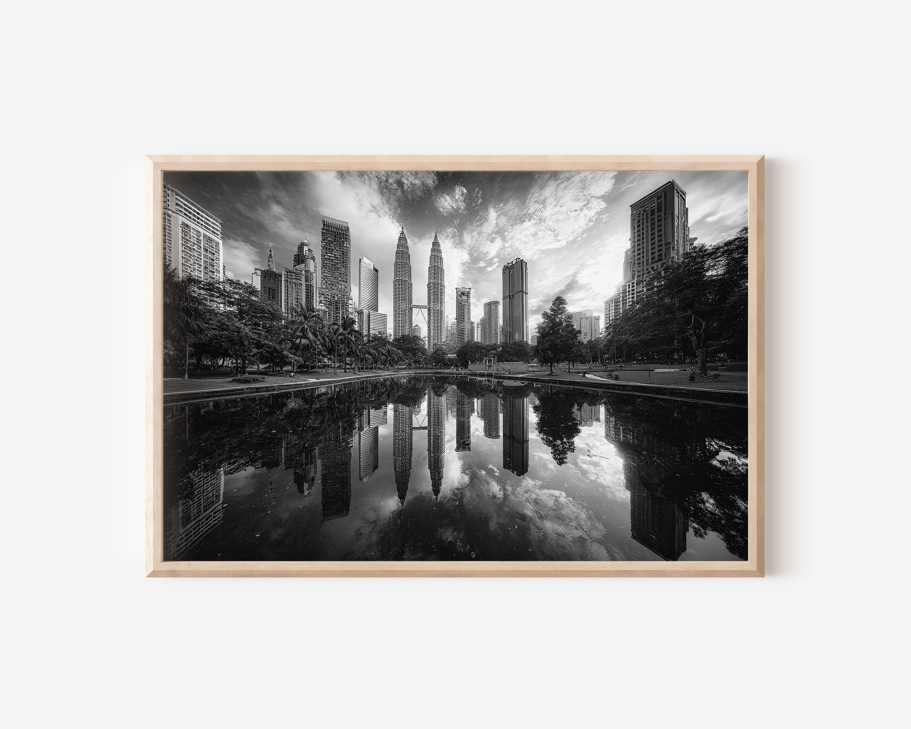 Petronas Towers Kuala Lumpur Black & White Wall Art Print