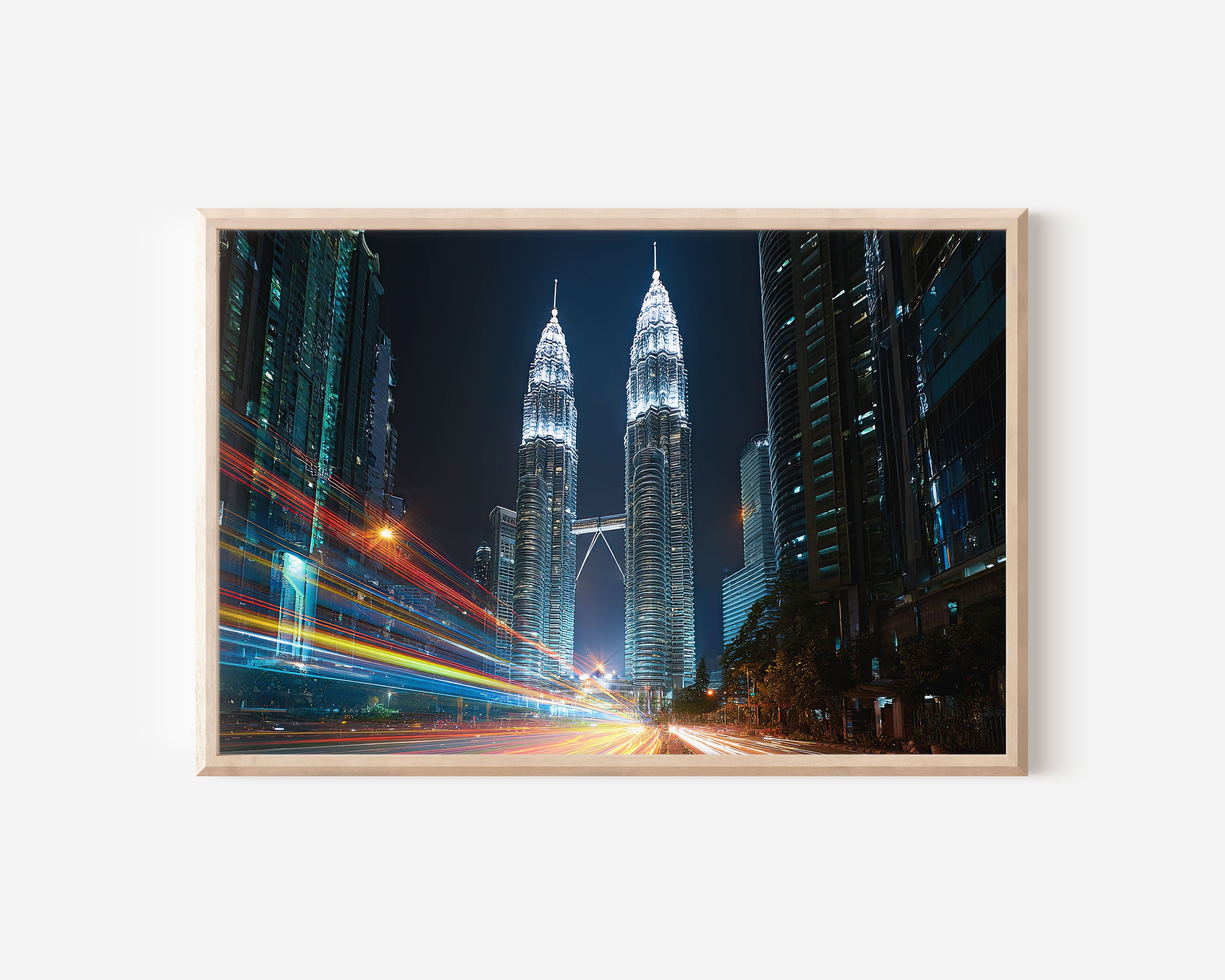 Petronas Twin Towers Night Wall Art Print, Kuala Lumpur Skyline