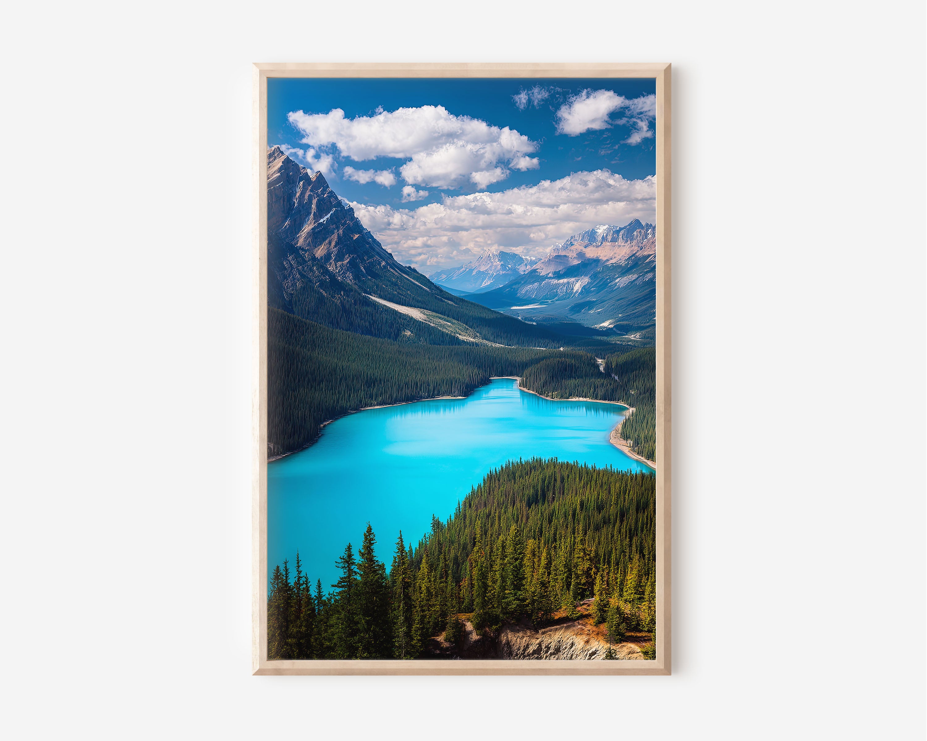 Peyto Lake Aerial Wall Art – Turquoise Mountain Lake Canvas Print, Canadian Rockies Landscape Decor