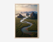 Phang Nga Bay Thailand Aerial Wall Art Print | Mangrove River Karst Landscape Photography | Tropical Asia Travel Poster
