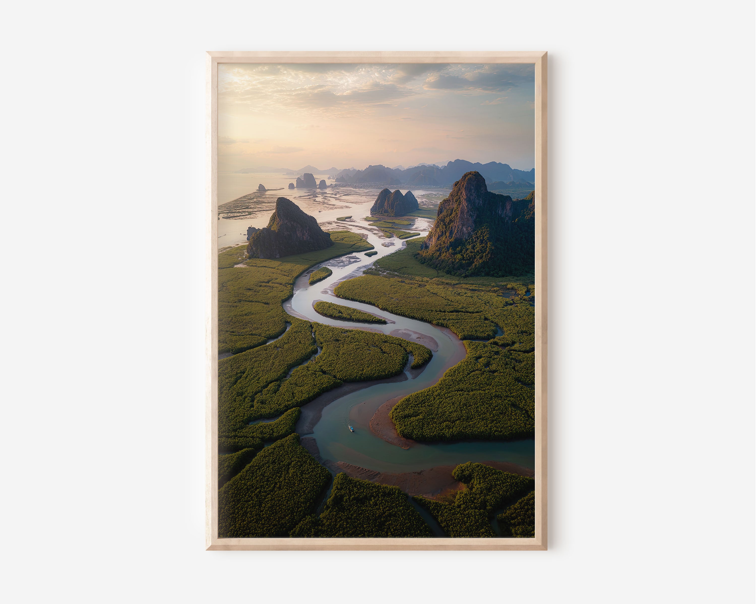 Phang Nga Bay Thailand Aerial Wall Art Print | Mangrove River Karst Landscape Photography | Tropical Asia Travel Poster