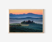 Podere Belvedere Tuscany Wall Art – Sunrise Cypress Hills Landscape Print