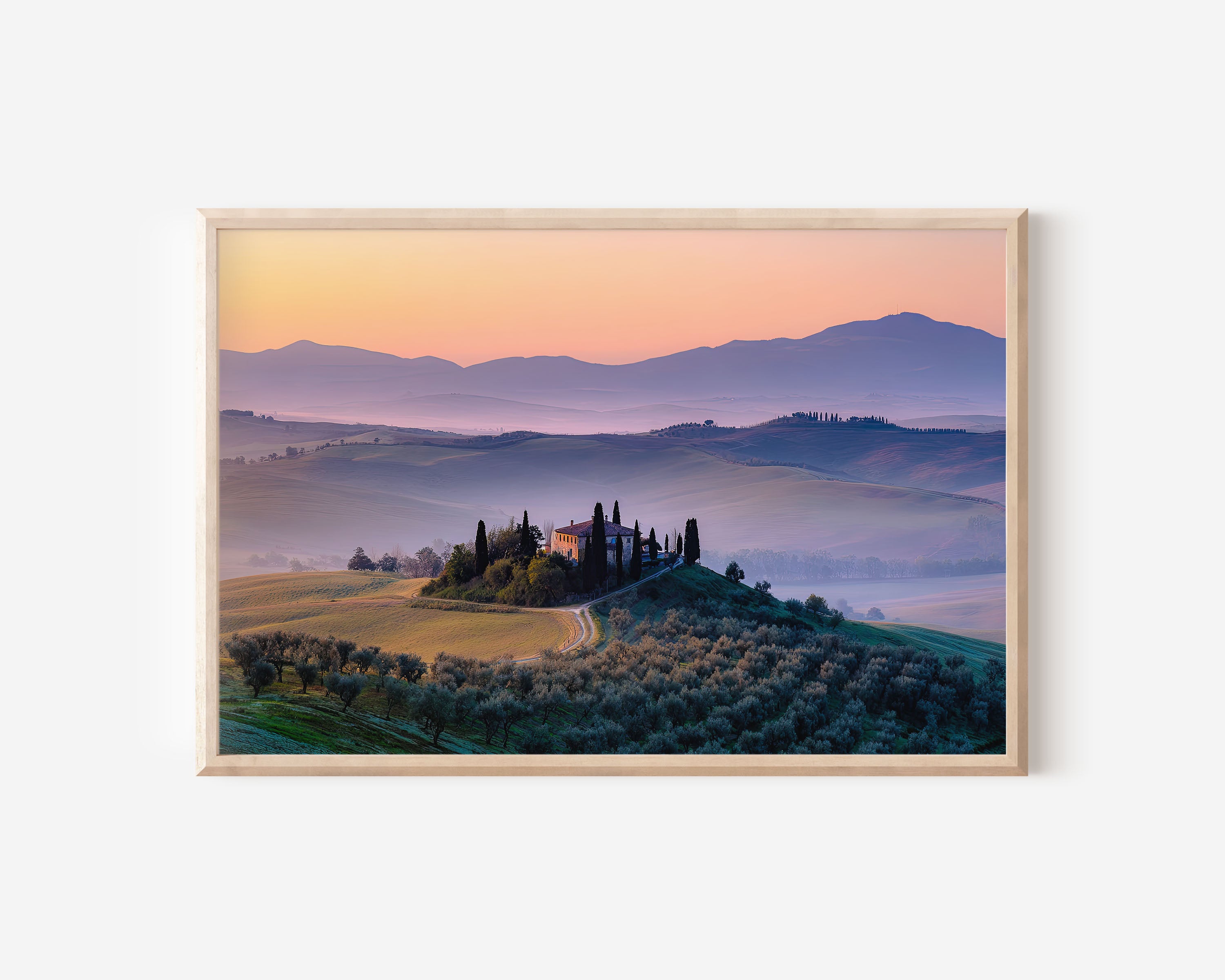 Podere Belvedere Tuscany Sunrise Wall Art – Italian Countryside Villa Landscape Print