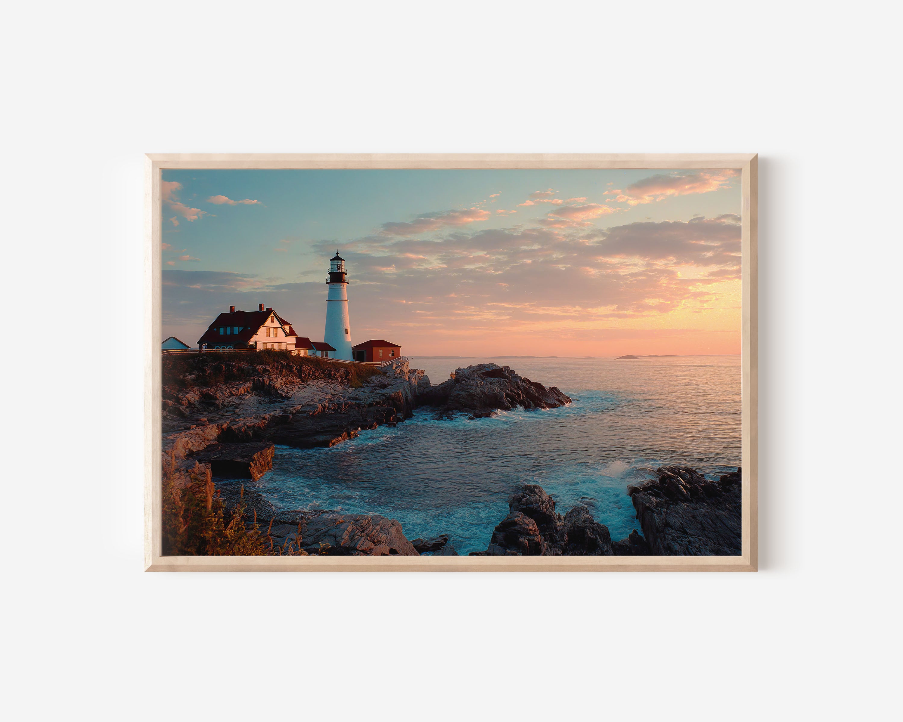 Portland Head Light Maine Sunset Wall Art Print