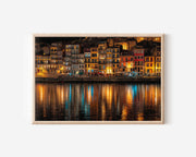 Porto Ribeira Night Print – Portugal City Lights Wall Art