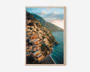 Positano Cliffside Sunset Wall Art Print | Amalfi Coast Italy Canvas