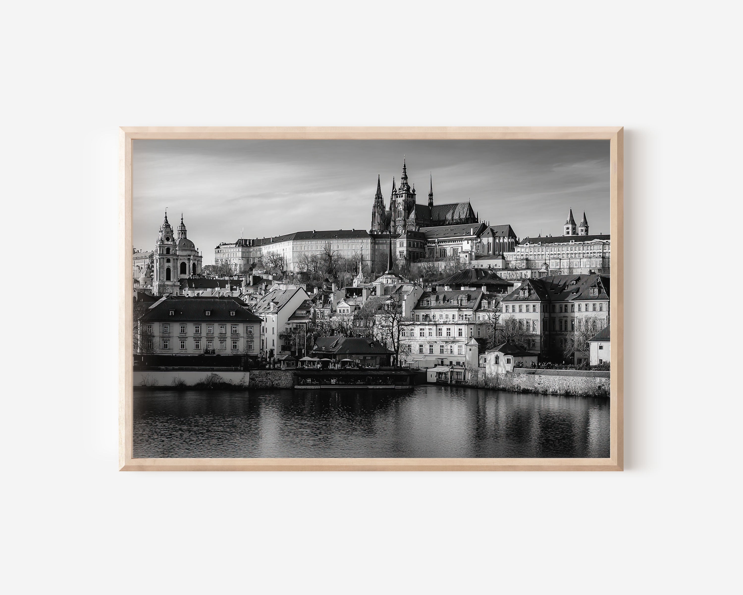 Prague Castle Black & White Wall Art Print