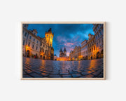 Prague Old Town Square Night Wall Art Print – Astronomical Clock Cityscape Canvas