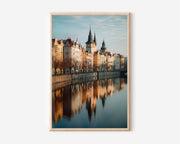 Prague Waterfront Wall Art Print | Vltava River Old Town Baroque Reflection Photography | Czech Republic Travel Poster | European Home Decor