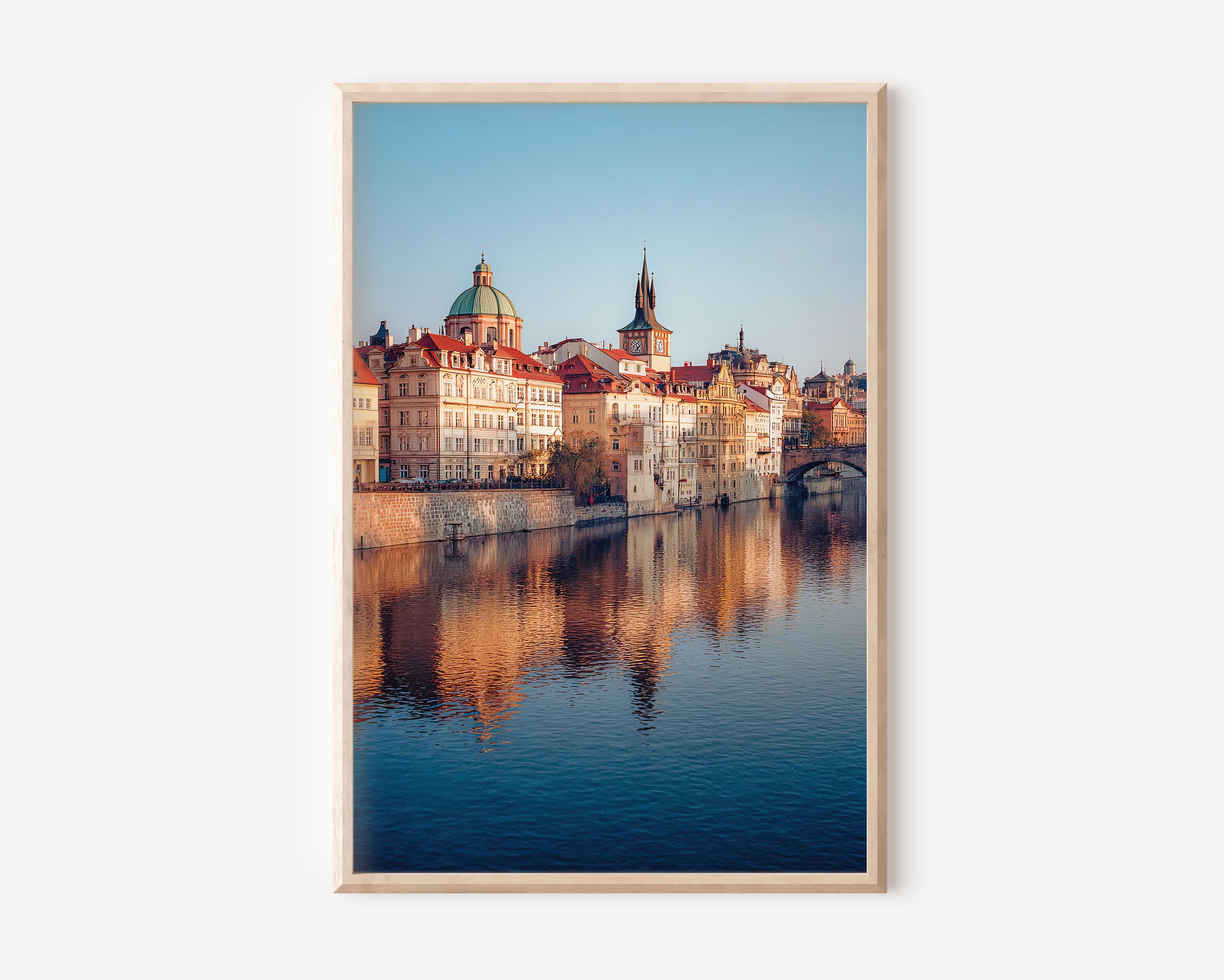 Prague Old Town Vltava Wall Art Print | Charles Bridge St Francis Assisi Church Sunset Photography | Czech Republic Travel Poster | European Home Decor