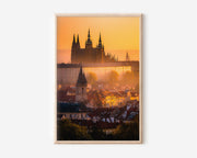 Prague Castle in Golden Mist | St. Vitus Cathedral Sunrise Wall Art Print