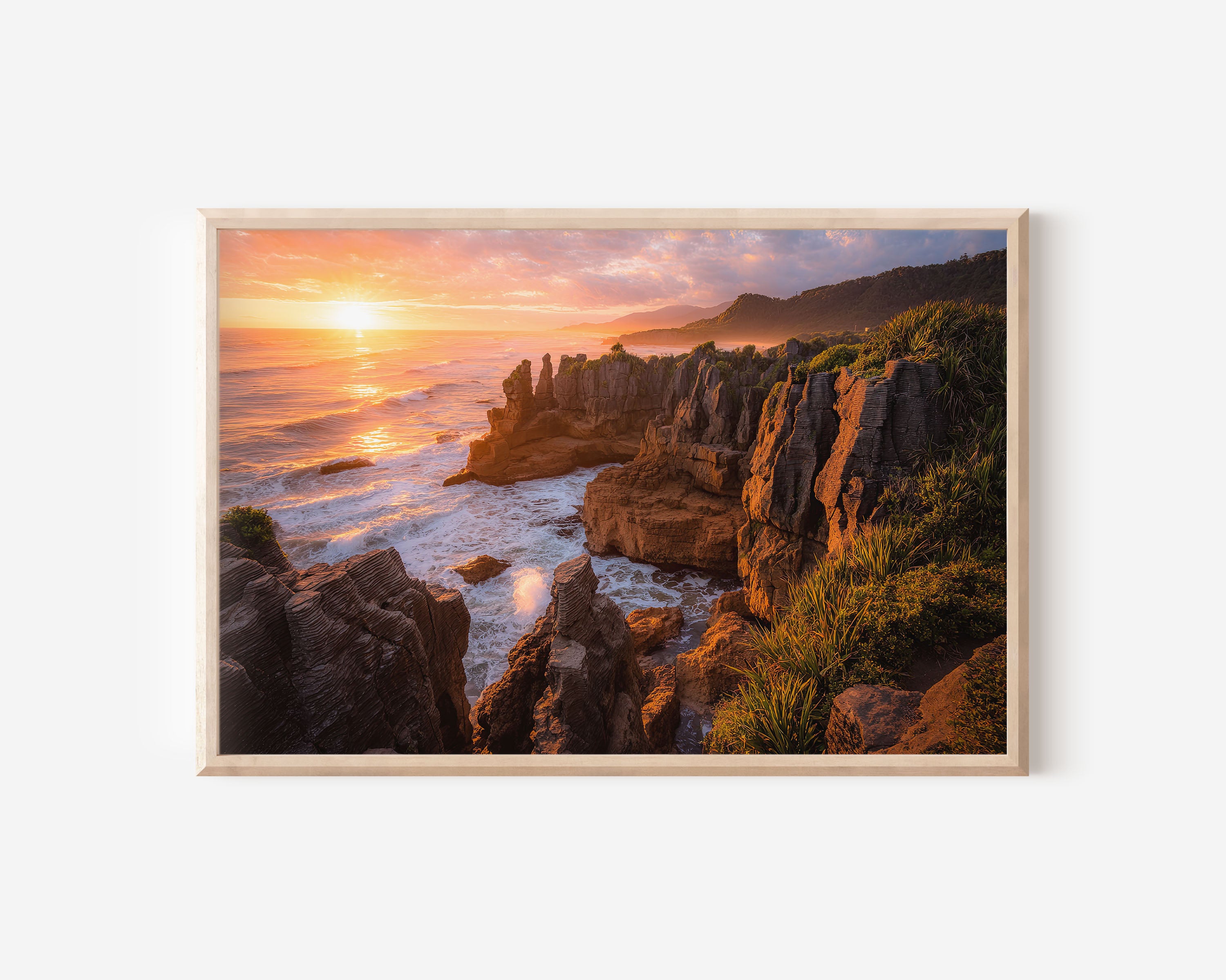 Punakaiki Pancake Rocks Wall Art Print | New Zealand West Coast Ocean Cliff Landscape