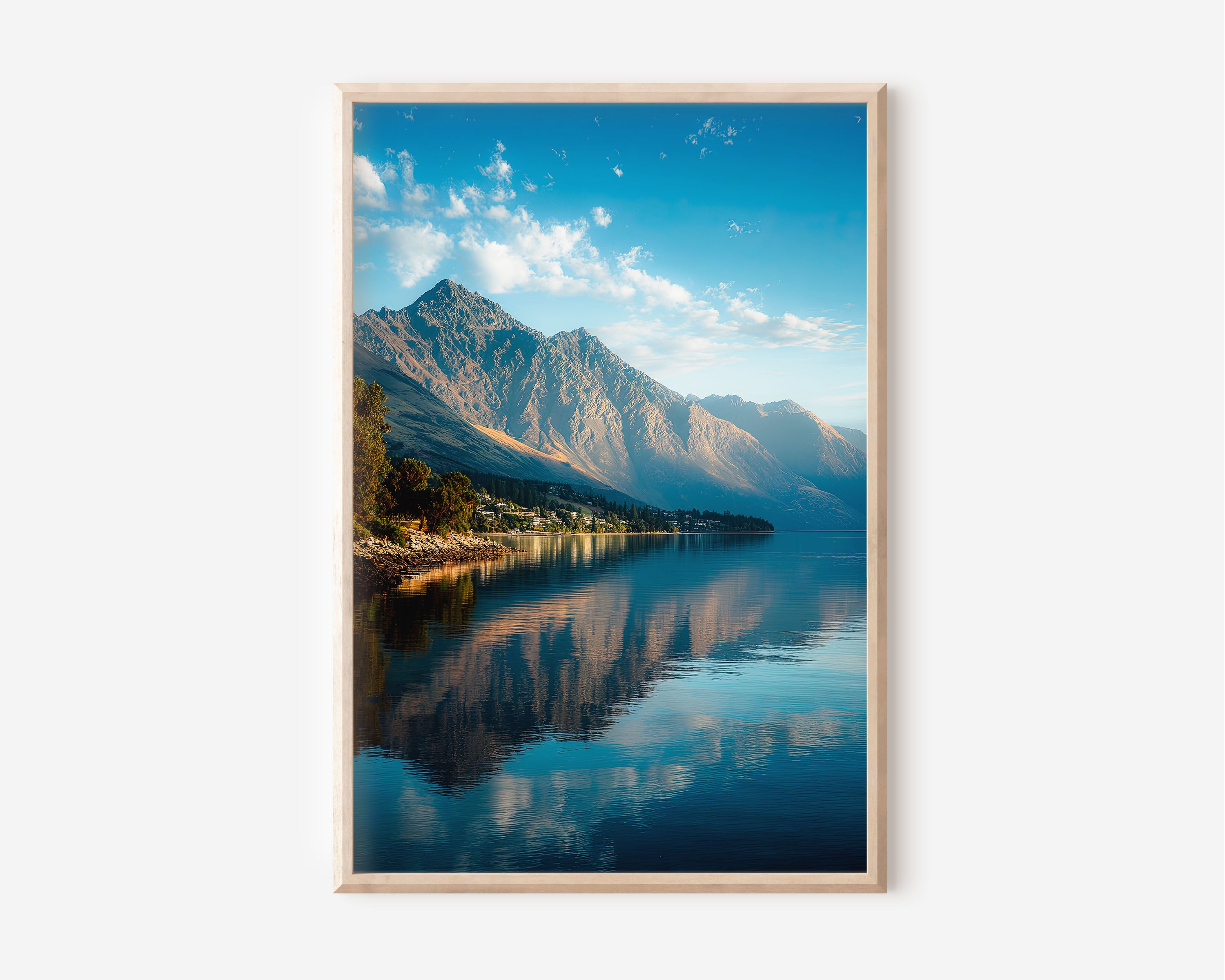 Queenstown Lake Wakatipu Mountain Reflection Wall Art Print | New Zealand Summer Photography | Alpine Lake Home Decor