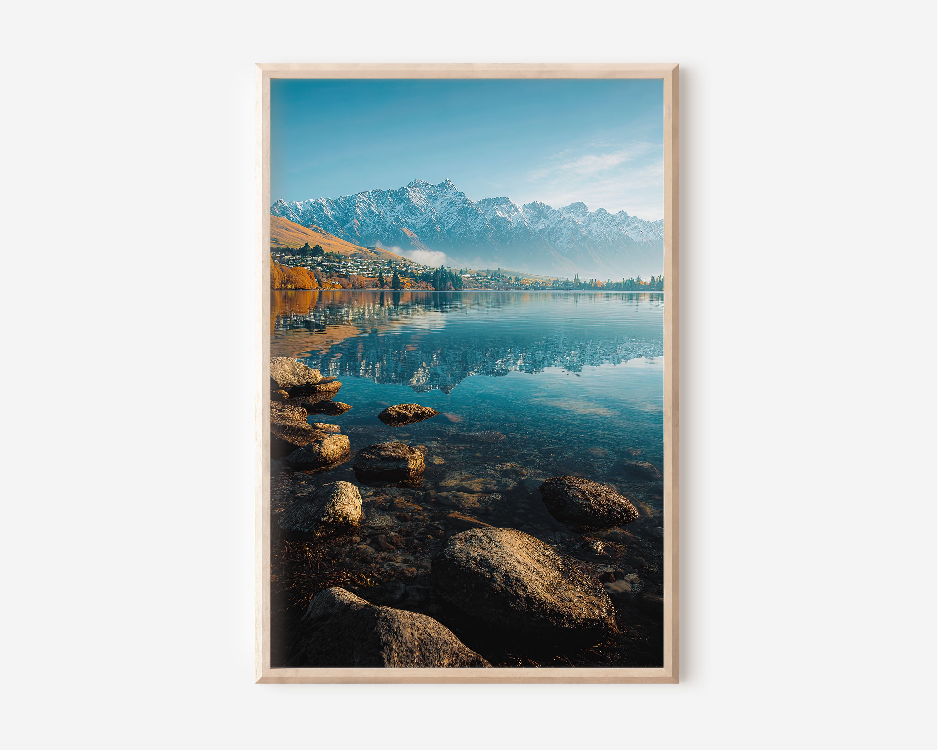 Queenstown Lake Wakatipu Remarkables Snow Reflection Wall Art Print | New Zealand Autumn Photography | Alpine Lake Home Decor
