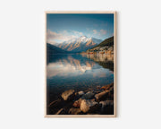 Queenstown Lake Wakatipu Snow Mountain Autumn Reflection Wall Art Print | New Zealand Town Photography | Alpine Home Decor