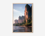 Railay Beach Limestone Cliffs Wall Art Print | Krabi Thailand Karst Sunset Photography | Southeast Asia Travel Poster | Tropical Home Decor