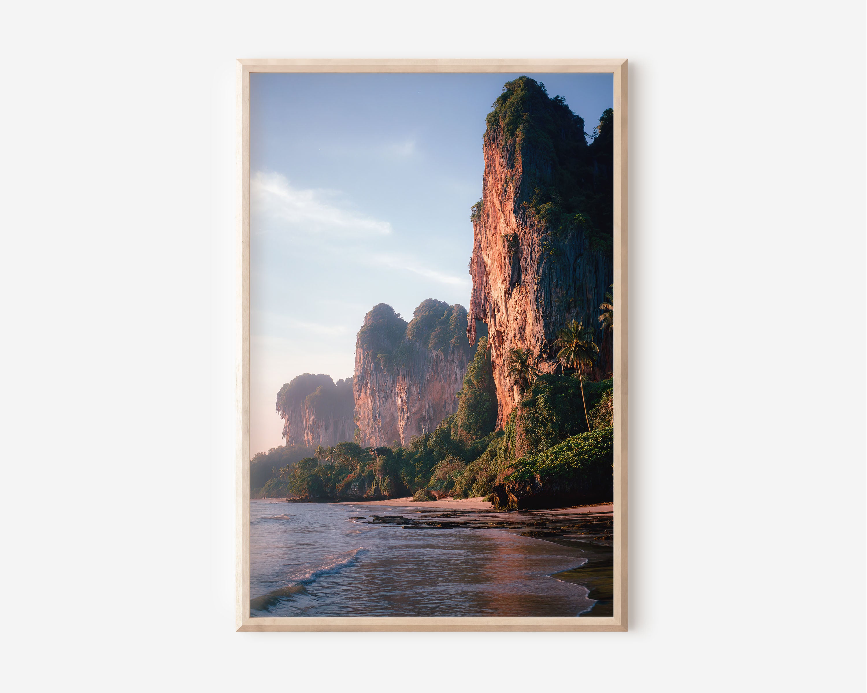 Railay Beach Limestone Cliffs Wall Art Print | Krabi Thailand Karst Sunset Photography | Southeast Asia Travel Poster | Tropical Home Decor