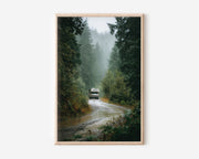 Rainy Forest RV Road Trip Print | Pacific Northwest Campervan Wall Art | Moody Forest Adventure Photography