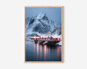 Reine Lofoten Norway Print | Red Rorbuer Fishing Village Wall Art | Arctic Winter Photography