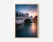 Venice Rialto Bridge Wall Art Print | Grand Canal Sunset Photography | Italy Cityscape Poster | European Travel Print | Romantic Home Decor