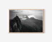 Rio Christ the Redeemer Black and White Wall Art Print – Brazil Skyline Canvas