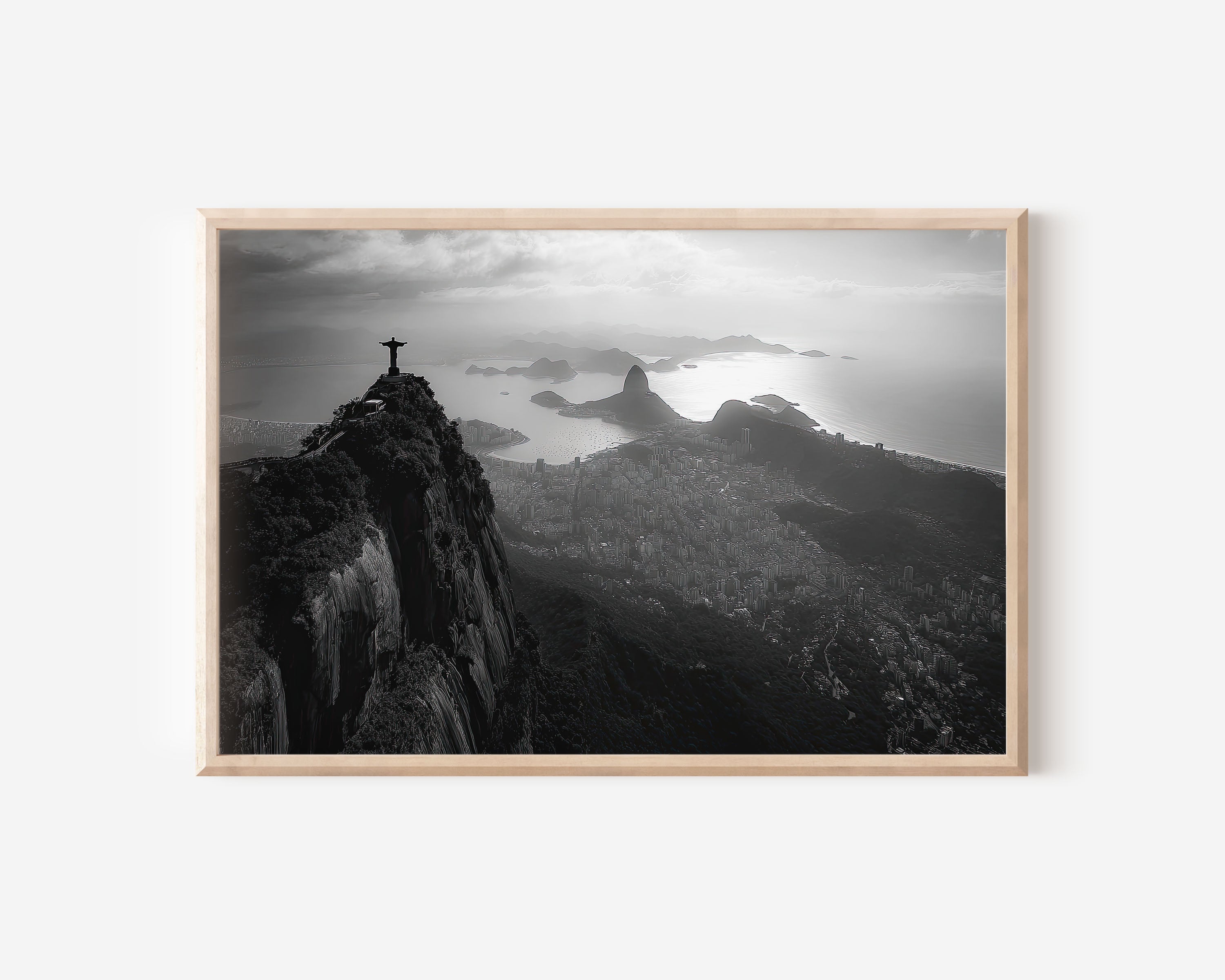 Rio Christ the Redeemer Black and White Wall Art Print – Brazil Skyline Canvas