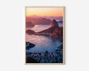 Rio de Janeiro Wall Art Print | Sugarloaf Mountain Sunset Photography | Brazil Cityscape Landscape Poster | South America Travel Print | Coastal Home Decor