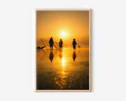 Southeast Asian Fishermen Sunset Print | Golden River Fishing Wall Art | Traditional Fishermen Silhouette Photography Poster
