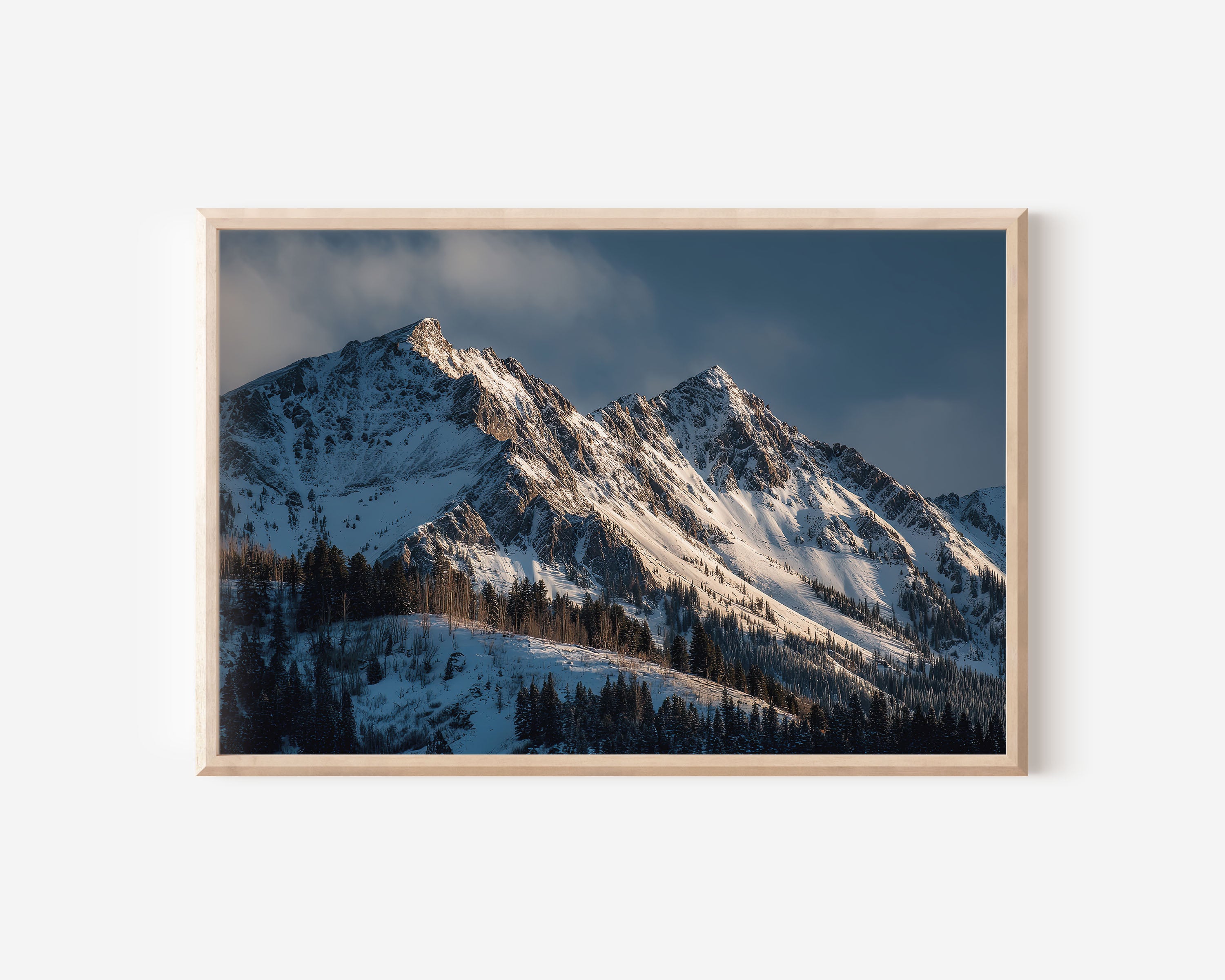 Rocky Mountains Winter Wall Art Print – Snowy Alpine Peak Landscape Photography