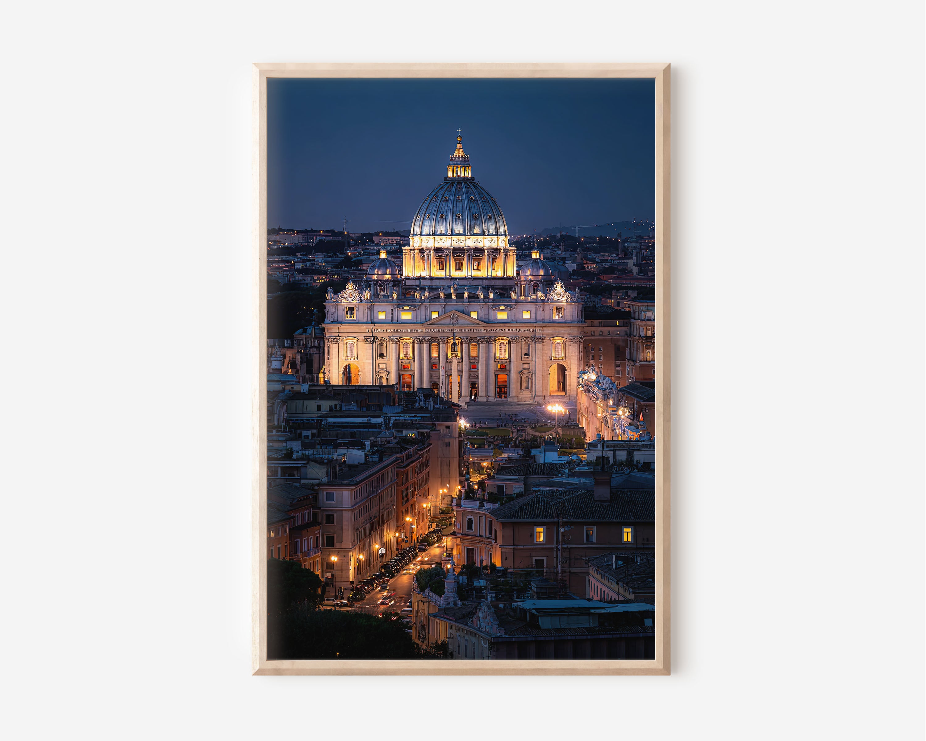 Rome St. Peter's Basilica Night Wall Art | Vatican City Rome Skyline Print | Travel Photography Poster