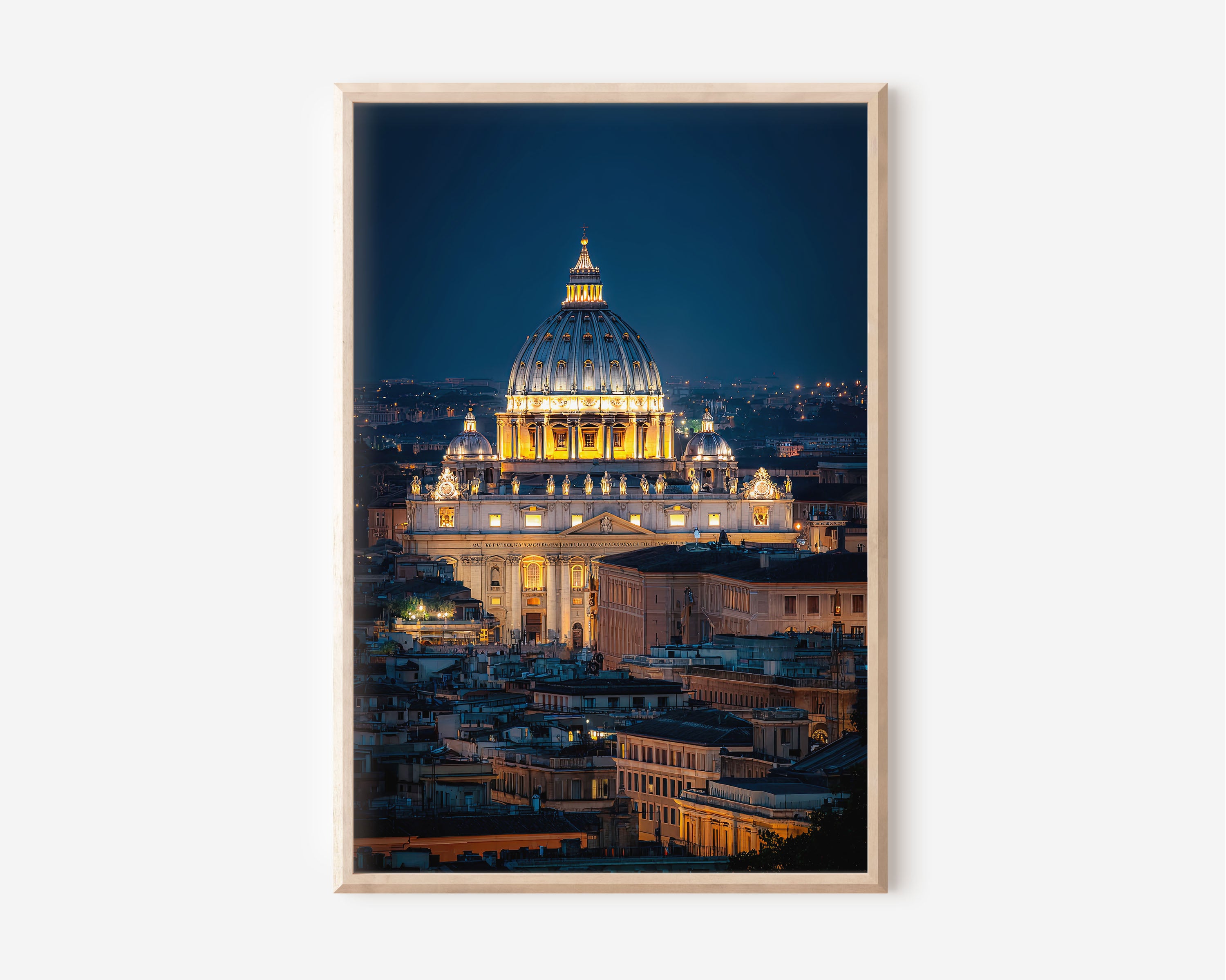 Rome St. Peter's Basilica Night Wall Art | Vatican City Rome Skyline Print | Travel Photography Poster