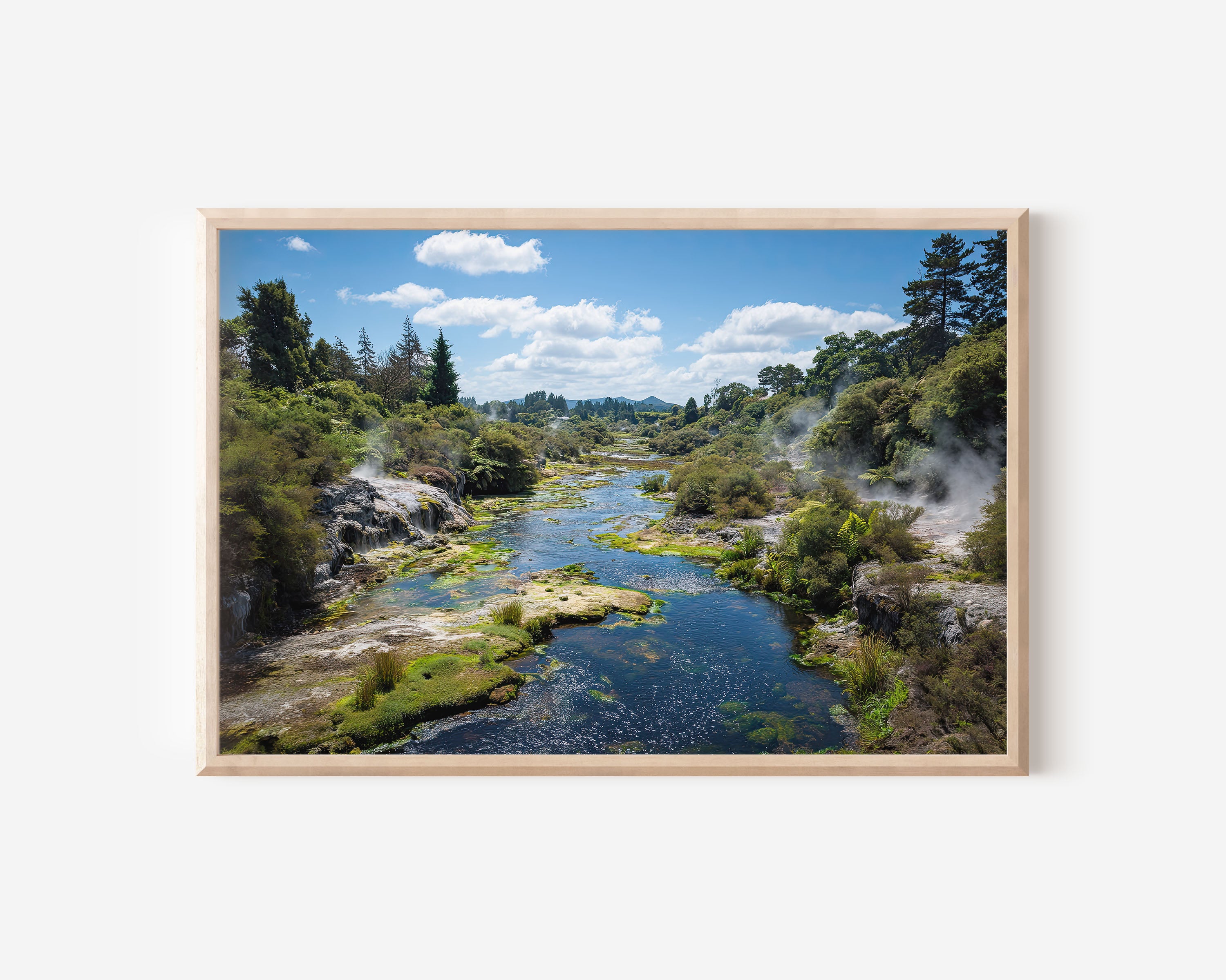 Rotorua Geothermal Valley Wall Art Print | New Zealand Thermal Landscape Nature Photography