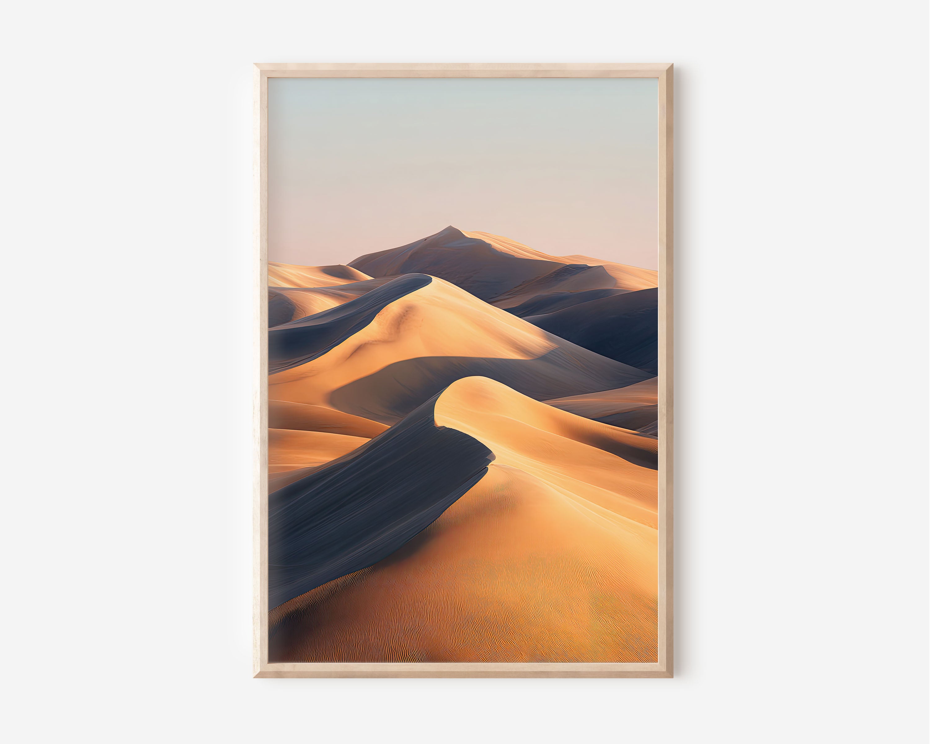 Sahara Desert Sand Dunes Print | Desert Landscape Wall Art | Golden Sand Dunes Shadow Light Photography Poster