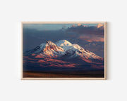Sajama Volcano Wall Art Print – Bolivia Andes Snow Mountain Sunset Landscape Photography, Dramatic Altiplano Nature Decor