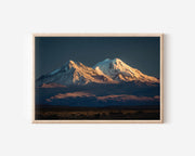 Sajama Mountain Wall Art Print – Bolivia Andes Snow Peak Landscape Photography, Dramatic Sunset Mountain Decor
